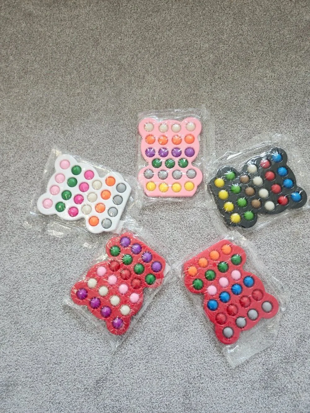 5 Large Bear Shaped Fidget Pop Its